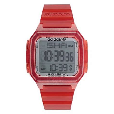 Adidas Translucent Red Resin Strap Digital Watch .